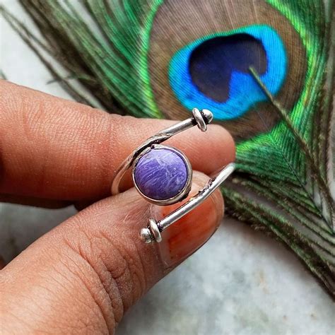 Cheap Charoite Gemstone 925 Sterling Silver Plated Lovely Ring Jewelry