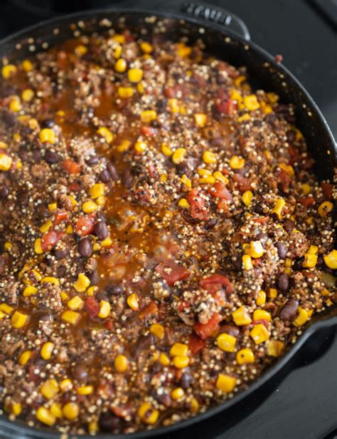 Tex Mex Ground Beef And Quinoa Skillet Man With One Pan