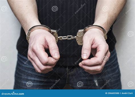 Man Detained In Handcuffs Prisoner Or Arrested Man In Handcuffs Male