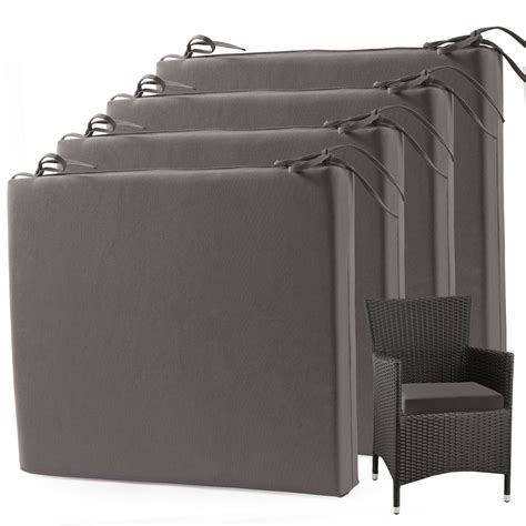 Unikome Set of 4 Solid Outdoor Patio Seat Cushions, Exterior Outside ...