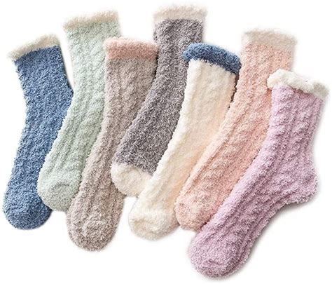 Century Star Women’s Soft Slipper Socks Cozy Fluffy Fuzzy T For Women One Size 7 Pairs Solid