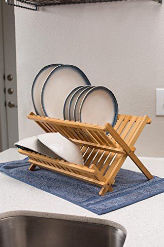 Collapsible Bamboo Drying Dish Rack 2 Tier Level Folding Dish Rack