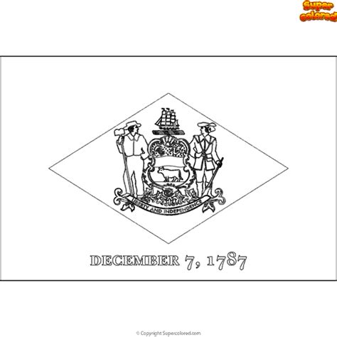 Coloring Page Flag Of Delaware United States