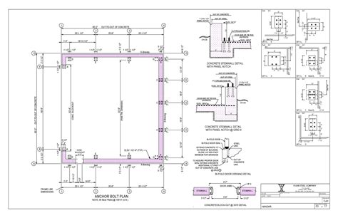 R And M Steel Steel Building Anchor Bolt Plan Example