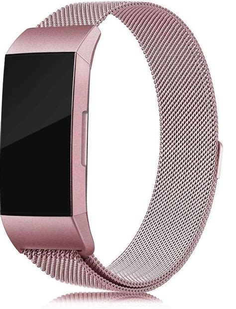 Milanees Bandjes Zilver En Rose Voor Fitbit Charge 3 En 4 Milanese