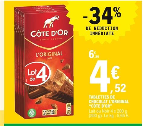 Promo Cote D Or Tablettes De Chocolat L Original Chez E Leclerc