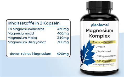 NEU Plantomol 180 Magnesium Komplex Kapseln Hochdosiert 420mg Reine