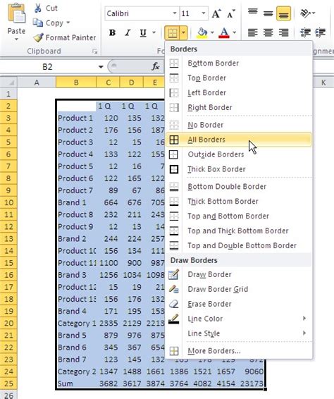 Excel_formatting_all_borders | Easy Excel Tips | Excel Tutorial | Free Excel Help | Excel IF ...