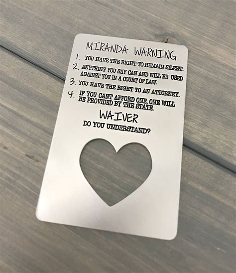 Miranda Warning Card Miranda Rights Police Officer Card Etsy