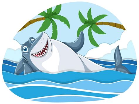 Free Vector | Cartoon shark in the sea