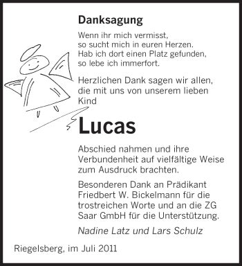 Traueranzeigen Von Lucas Schulz Saarbruecker Zeitung Trauer De