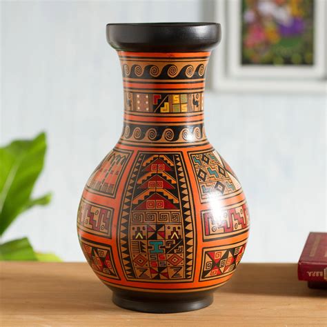 Unicef Market Handcrafted Cuzco Ceramic Vase Inca Moon Goddess