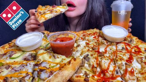 Asmr Domino’s Cheese Burst Pizza Mukbang No Talking Eating Sounds Youtube