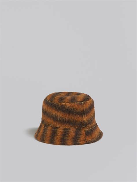 Orange Mohair And Alpaca Bucket Hat With Marni Patch Marni