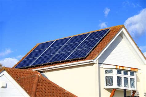 Renewable Green Energy Solar Panels On House Roof Stock Image Image