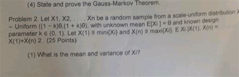 State And Prove The Gauss Markov Theorem Studyx