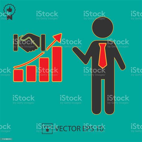 Business Success Vector Businessman Pointing At An Increasing Graph Vector Illustration Eps 10