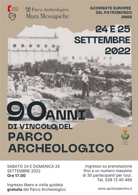 24 E 25 Settembre 2022 Novantanni Di Vincolo Del Parco Archeologico