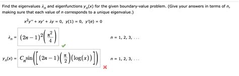 Solved Find The Eigenvalues N And Eigenfunctions Yn X Chegg