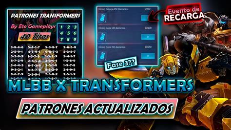 MLBB X TRANSFORMERS NUEVOS PATRONES DEL EVENTO EVENTOS DE RECARGA Y