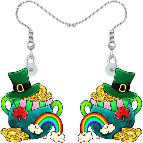 Boucles D Oreilles Pendantes En Acrylique Fortune St Patrick S Day