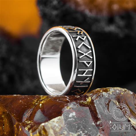 Viking Rune Ring Rune Jewelry Pagan Jewelry Futhark Larp Etsy Uk