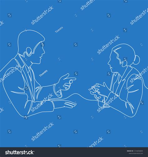 Continuous Line Drawing Man Woman Discussing Stock Vector Royalty Free 1216656844 Shutterstock