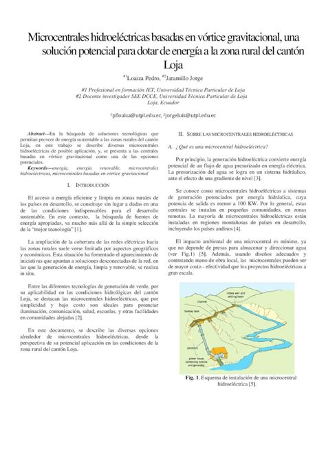 Pdf Microcentrales Hidroel Ctricas Basadas En V Rtice Gravitacional