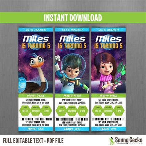 Disney Miles From Tomorrowland Birthday Ticket Invitations Instant