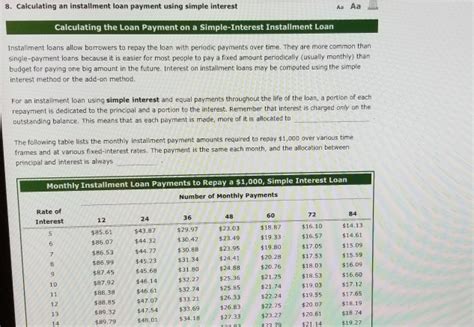 Solved 8 Calculating An Installment Loan Payment Using Chegg