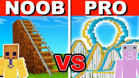 Minecraft Noob Vs Pro Extreme Roller Coaster Build Challenge Youtube