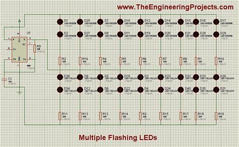 Multiple Led Flasher Project Using 555 Timer In Proteus Isis Artofit