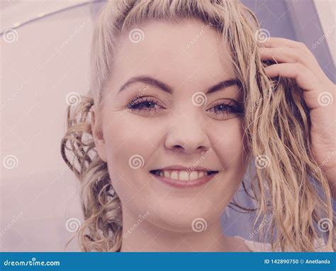 Woman With Wet Blonde Hair Stock Photo Image Of Natural