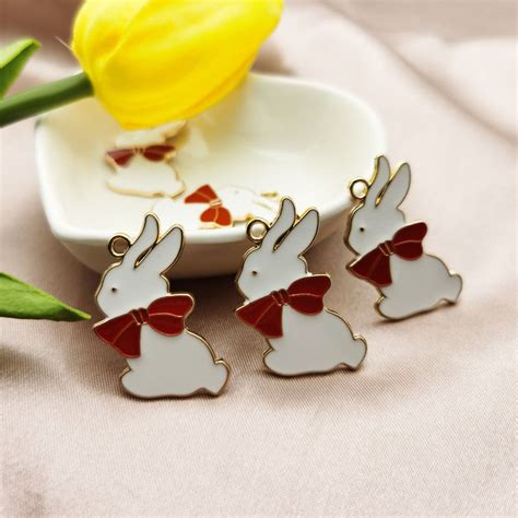 10pcs Enamel Rabbit Charm Pendantjewelry Charmsbunny Etsy