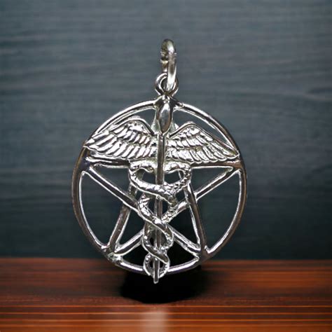 Sterling Silver Caduceus Healers Pentacle Necklace Se