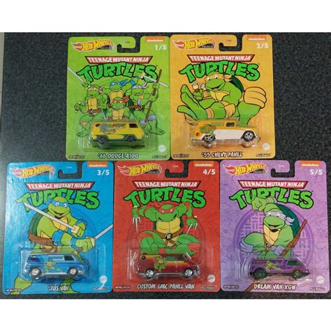 Hot Wheels Premium Temático Tartaruga Ninja Set Completo Dodge A Chevy Panel s