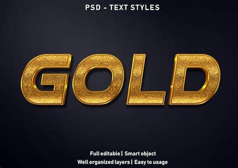 Gold Text Effekte Stil Bearbeitbare Psd Premium Psd Datei