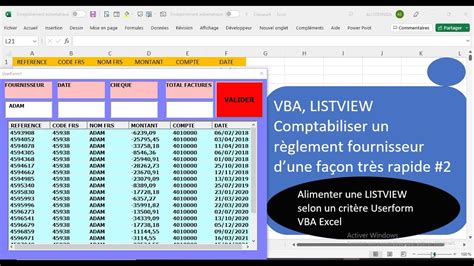 Vba Listview Comptabiliser Un Règlement Fournisseur D’une Façon Très Rapide 2 Remplir Une