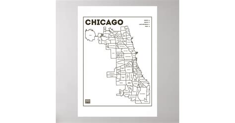 Chicago 'Hoods Map Bold Star Poster | Zazzle