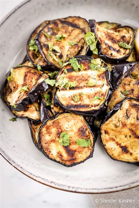 Garlic Grilled Eggplant Slender Kitchen Cooks Pantry