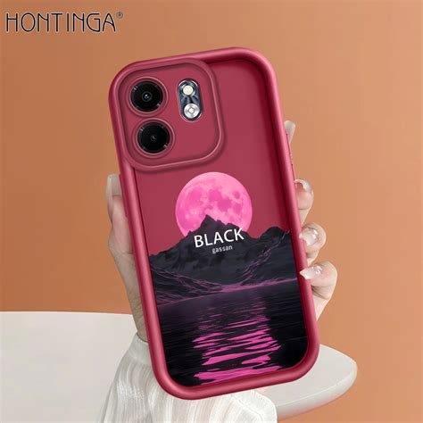 Hontinga For Infinix Smart 9 Hot 50i Back Cover Pink Moon Pattern Case Ladder Soft Rubber Mobile