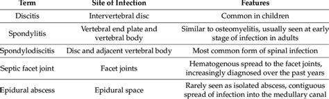 Terminology Of The Spinal Infections Download Scientific Diagram