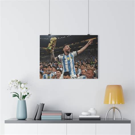 Lionel Messi Holding World Cup Trophy Paper Poster - Etsy