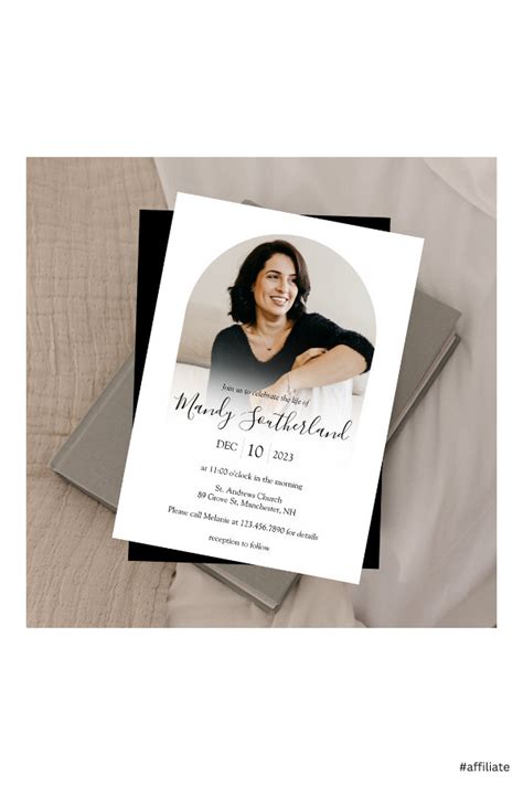 Artistic Elegant Celebration Of Life Funeral Photo Invitation Zazzle Artofit