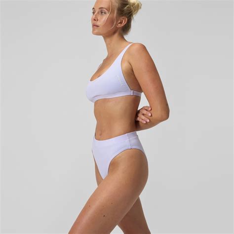 Women S FLU3NTE Solid Hi Waist Bikini Bottom Lilac Speedo UK