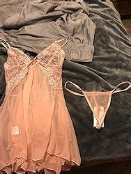 Womens Sexy Lingerie Lace And Mesh Halter Babydoll Set M Light Pink At Amazon Womens Clothing