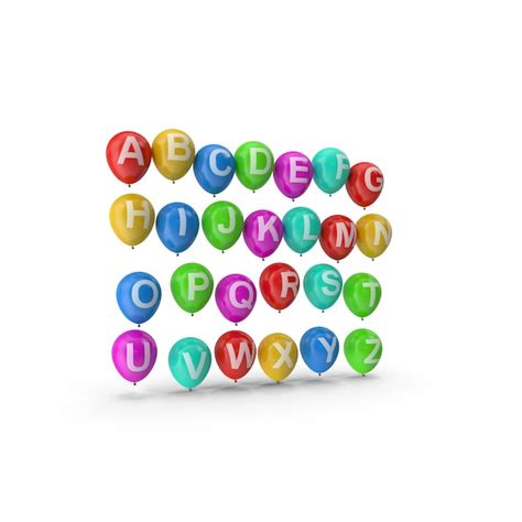 colorful alphabet balloons  learning  celebration premium psd