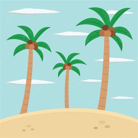 Premium Vector | Coconut tree on the beach illustration