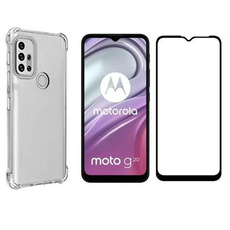 Kit Capa Anti Impacto Para Moto G20 Película De Vidro 3D Yellow