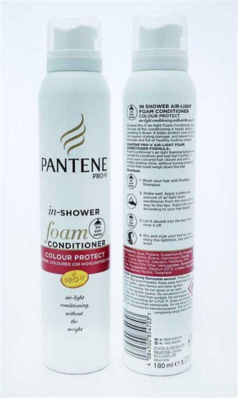 2 X 180ml Pantene Pro V In Shower Foam Conditioner Colour Protect